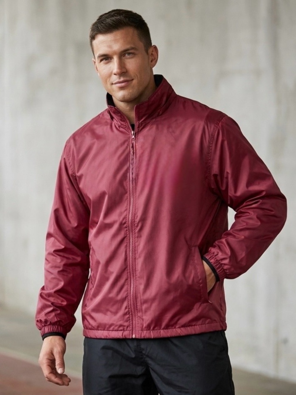Totes Men's 2XL Red Windbreaker Full Zip Fleece Lined Rain Jacket. Excellent Con